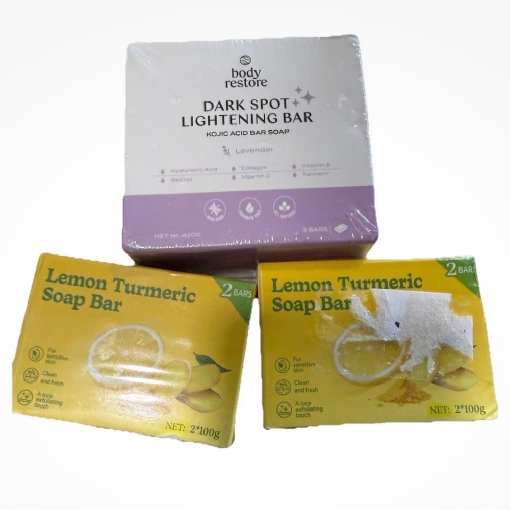 Mix of Kojic Acid + Lemon Turmeric Soap Bars For Hyperpigmentation (7 Bars)
